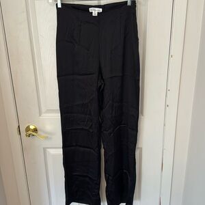 Wide leg satin black pants